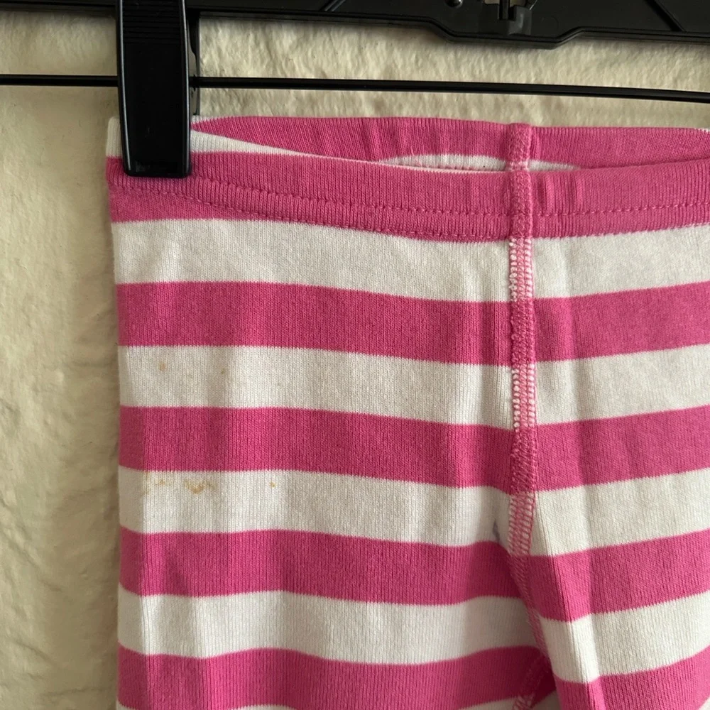 Hanna Andersson Long John Pajama Set Power Pink Hanna White Girls Kids 2T FLAWS